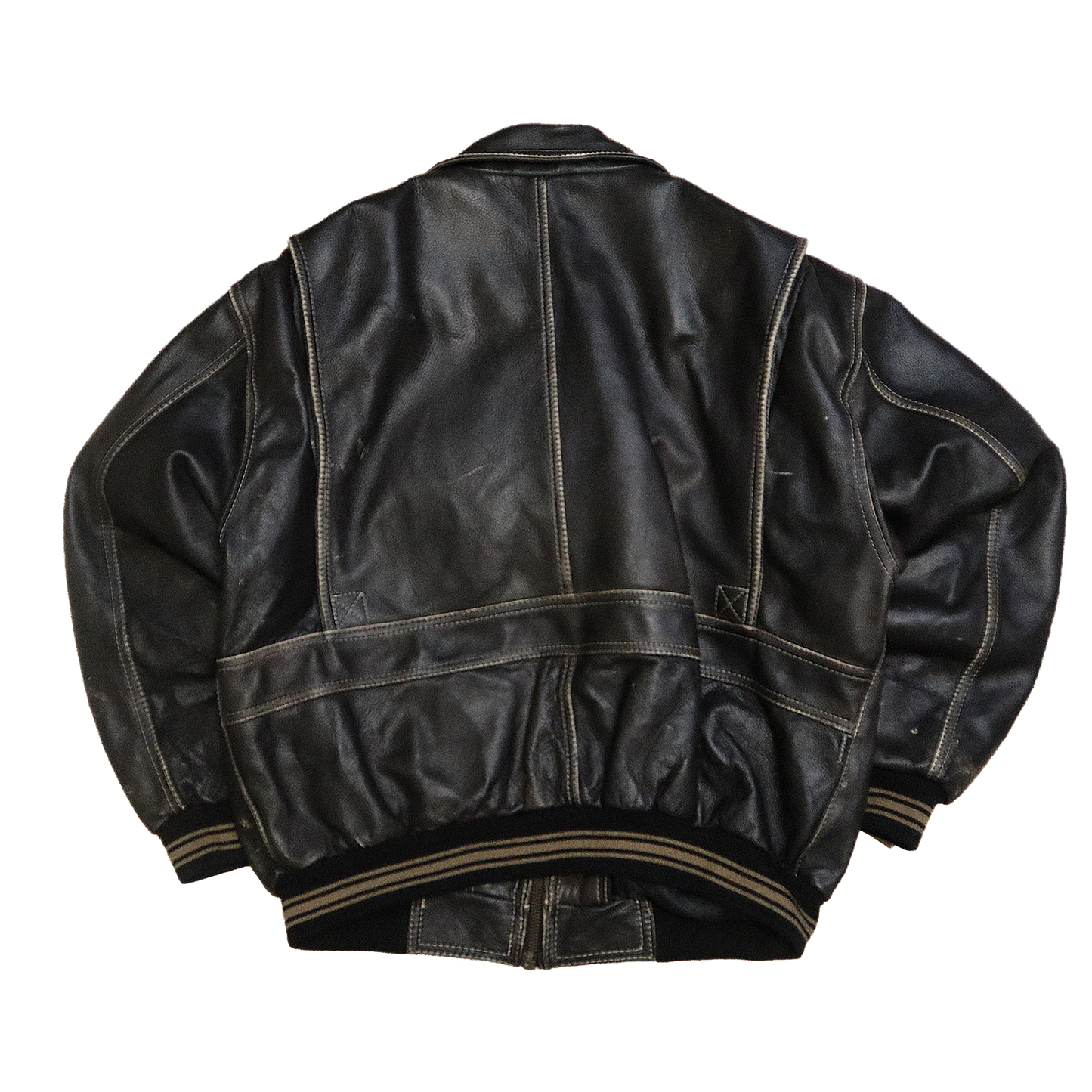 Veste en cuir brun patinée - Style Oversize - XL