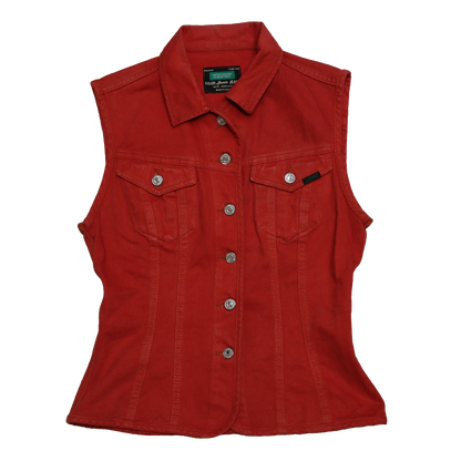 Haut Benetton en jeans - Sans manche - M - Rouge délavé
