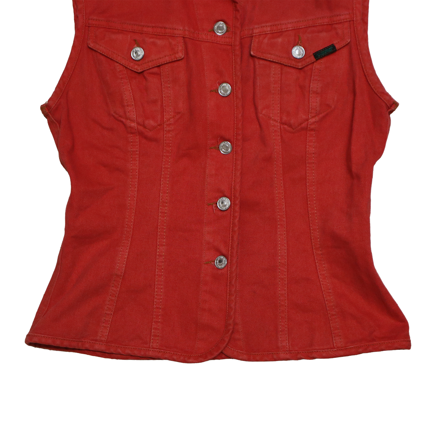 Haut Benetton en jeans - Sans manche - M - Rouge délavé
