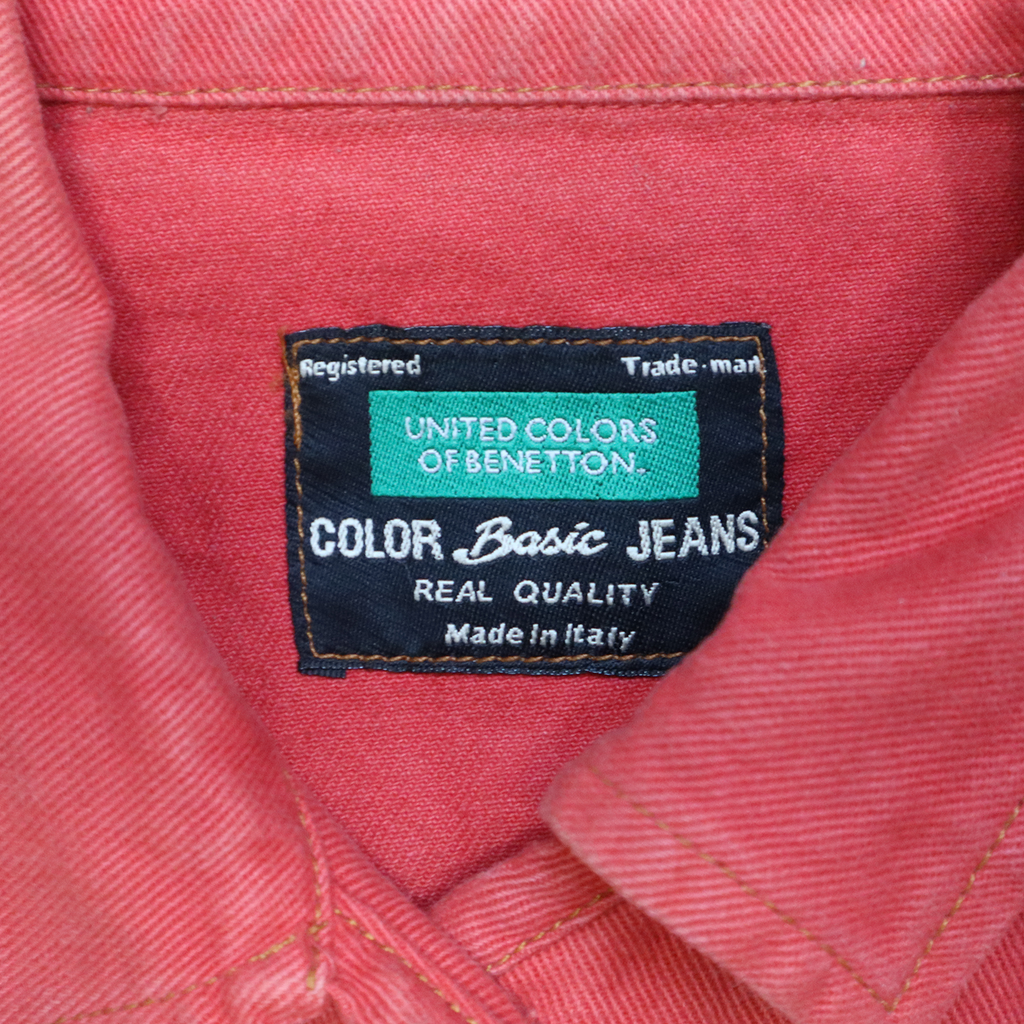 Haut Benetton en jeans - Sans manche - M - Rouge délavé