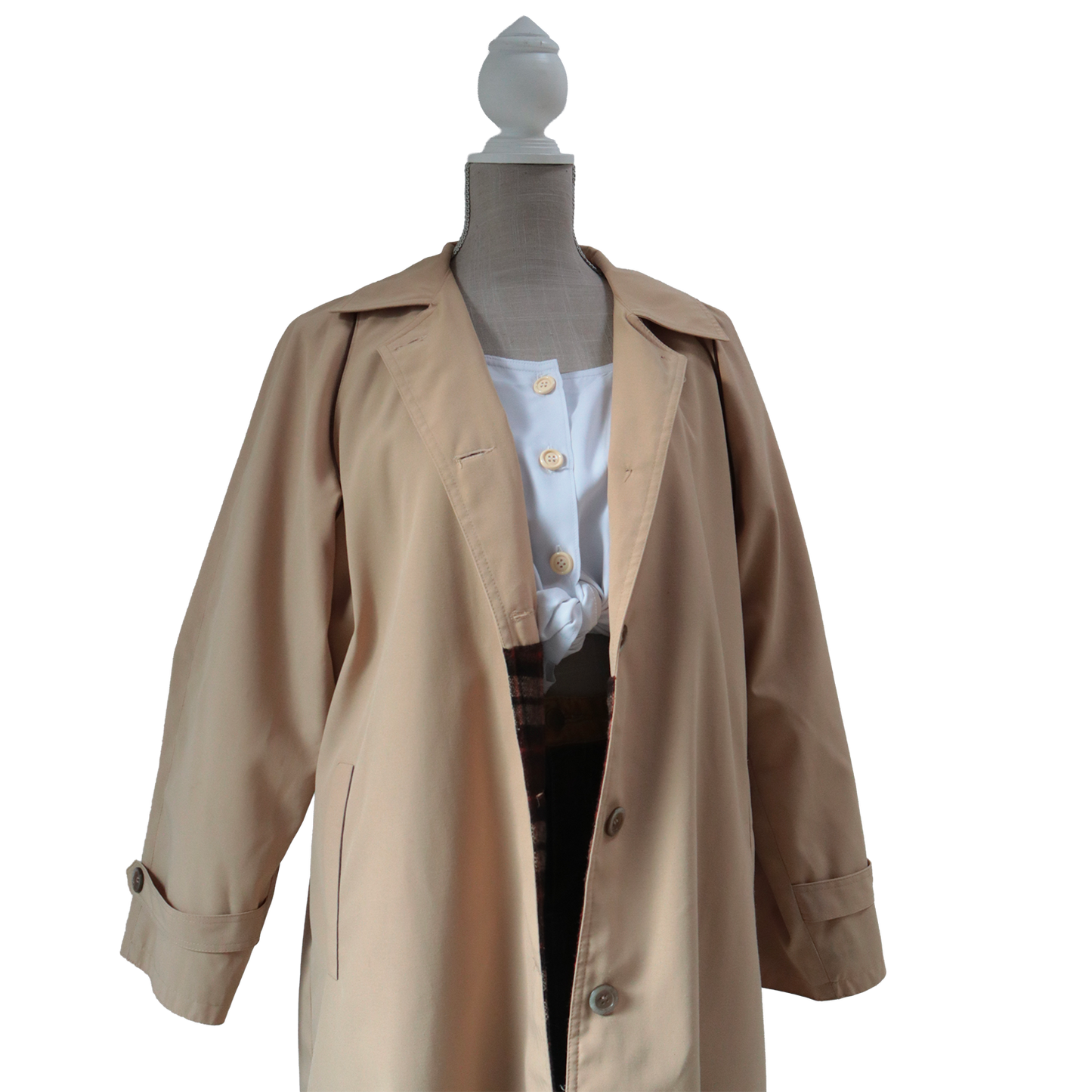 Trench-coat 70'/80' - Manteau avec doublure à carreaux