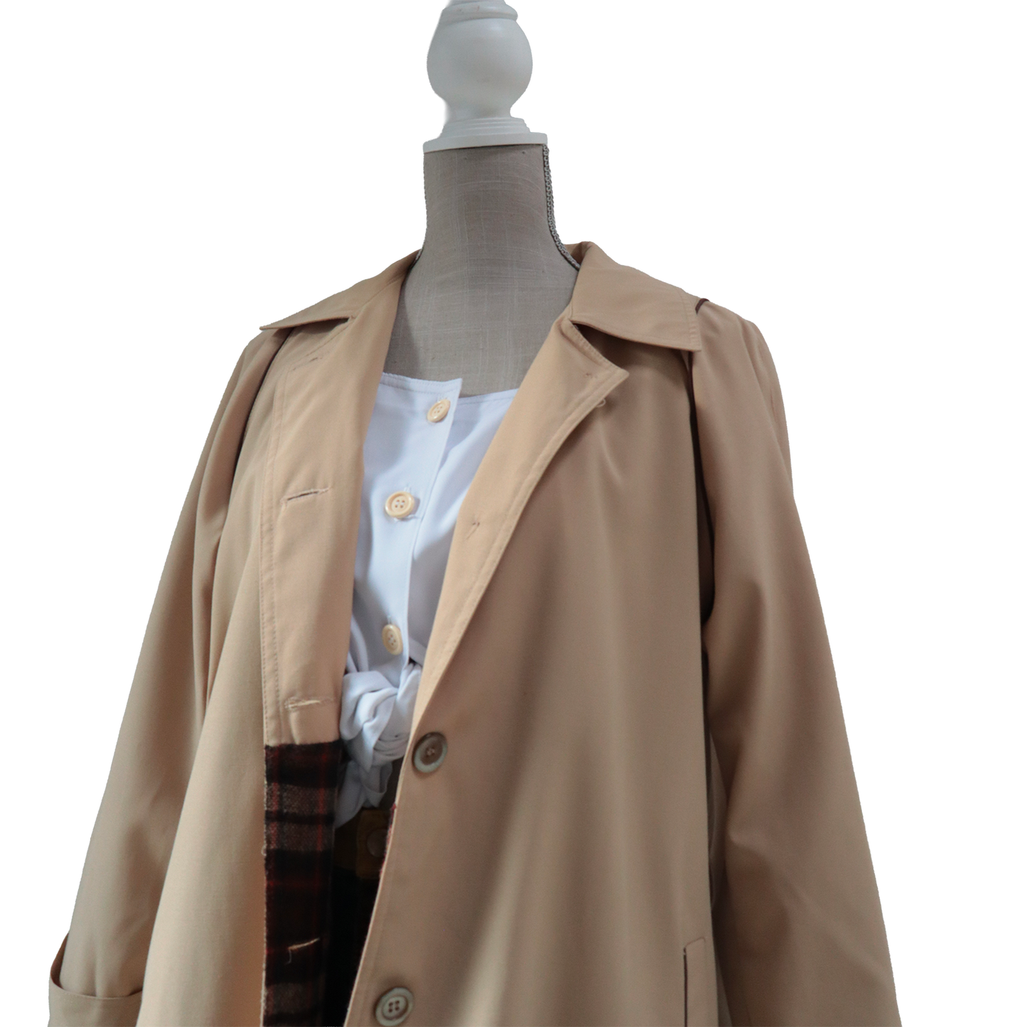 Trench-coat 70'/80' - Manteau avec doublure à carreaux