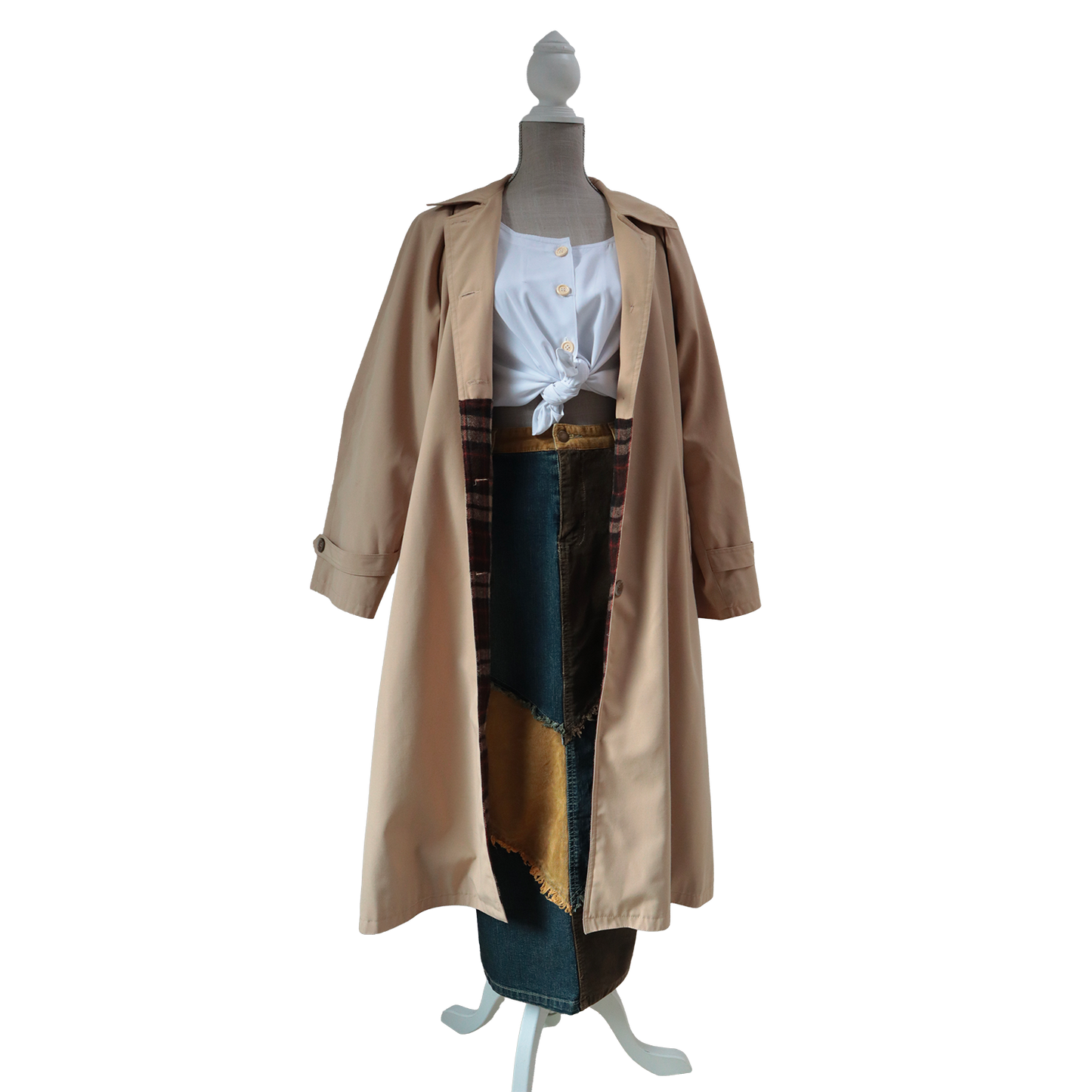 Trench-coat 70'/80' - Manteau avec doublure à carreaux