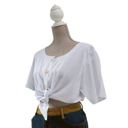 Chemisier blanc ajusté - Chemisier inspiration Vintage