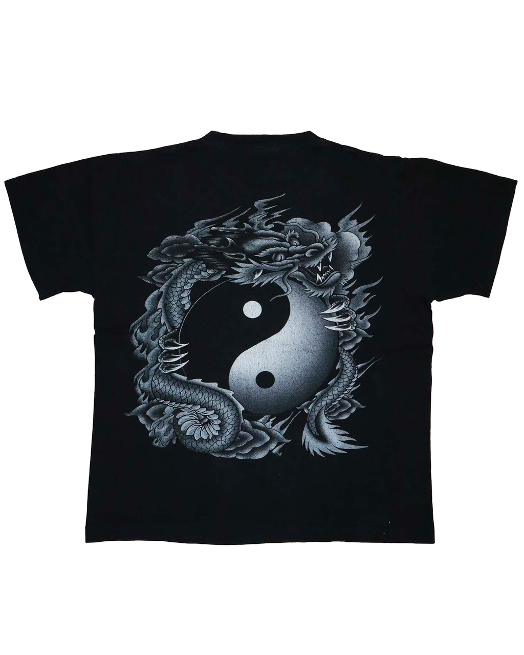T-shirt Vintage Dragon & Symbole Yin Yang - M - Esthétique Mall Goth des années 2000