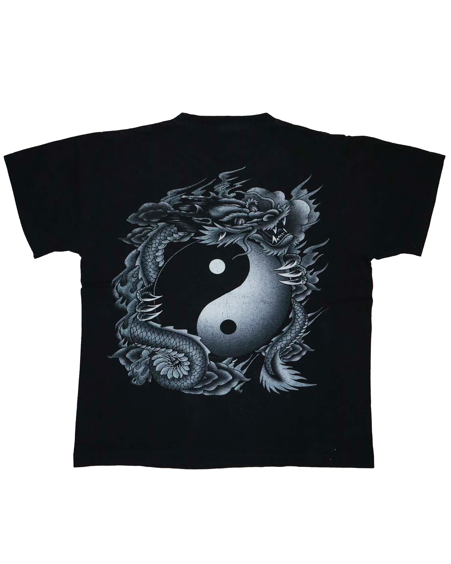 T-shirt Vintage Dragon & Symbole Yin Yang - M - Esthétique Mall Goth des années 2000