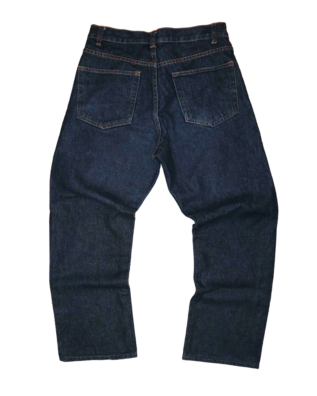 Jean en Denim Indigo - M - Jean Brut à Coupe Droite et Surpiqûres Contrastantes