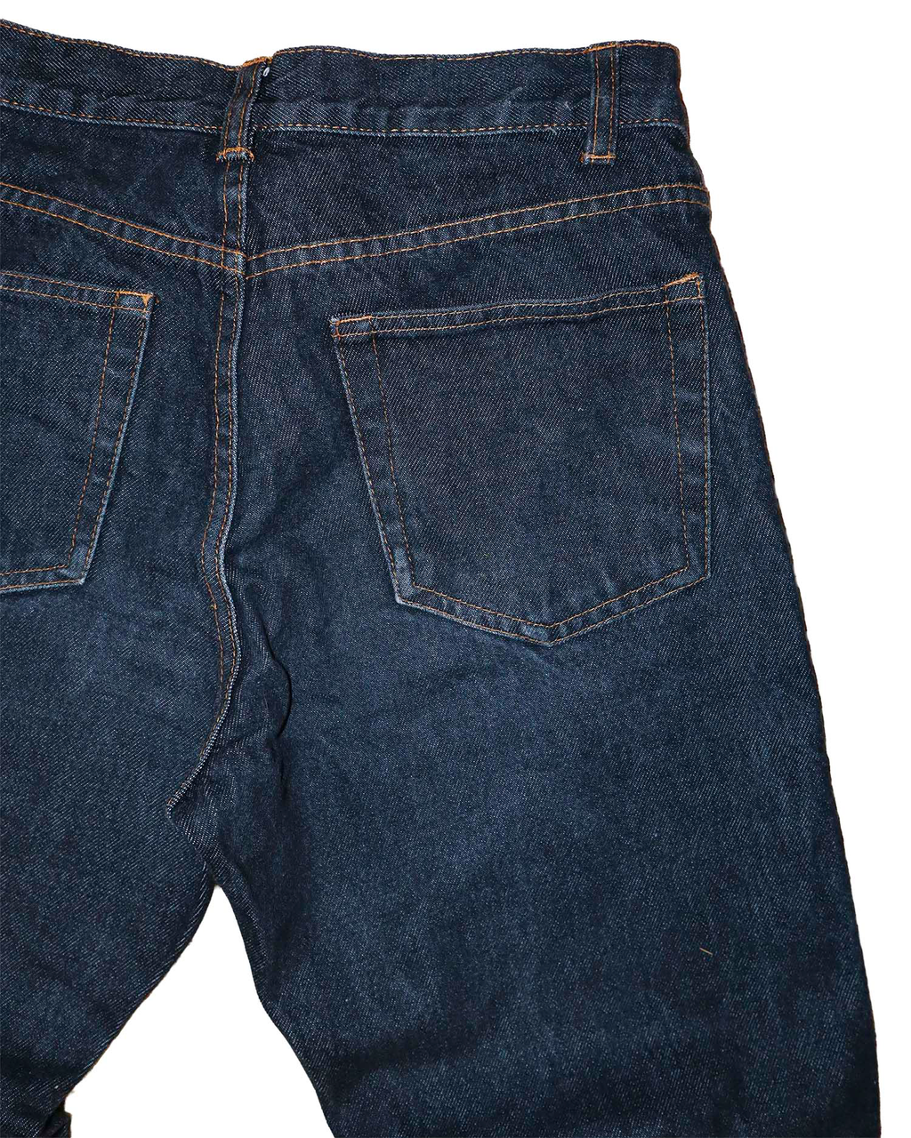 Jean en Denim Indigo - M - Jean Brut à Coupe Droite et Surpiqûres Contrastantes