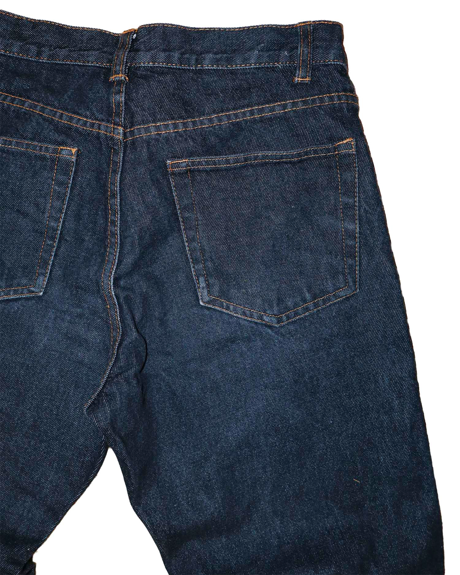 Jean en Denim Indigo - M - Jean Brut à Coupe Droite et Surpiqûres Contrastantes