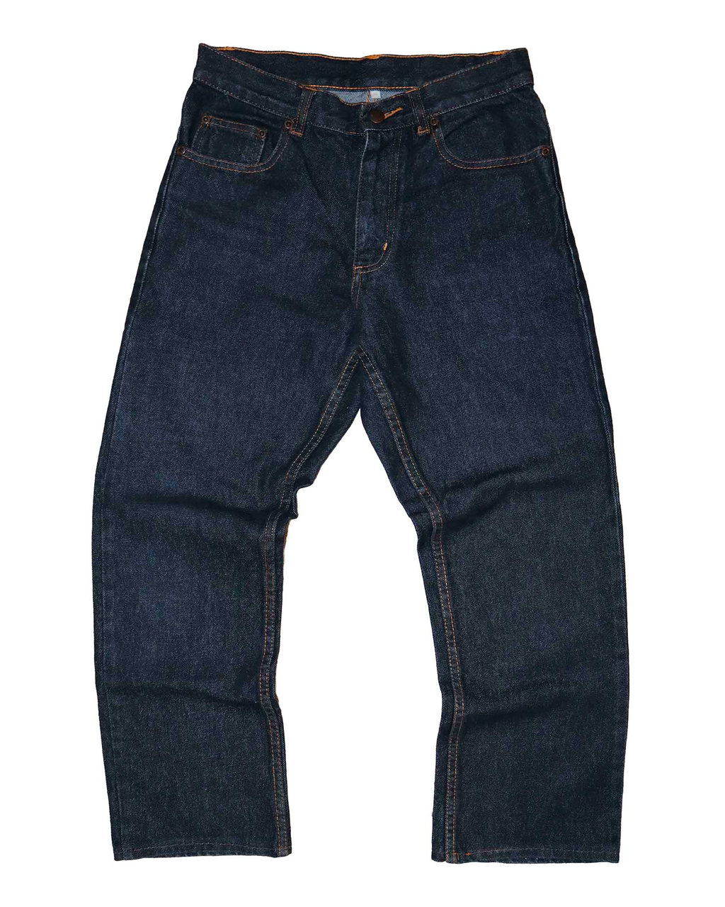 Jean en Denim Indigo - M - Jean Brut à Coupe Droite et Surpiqûres Contrastantes