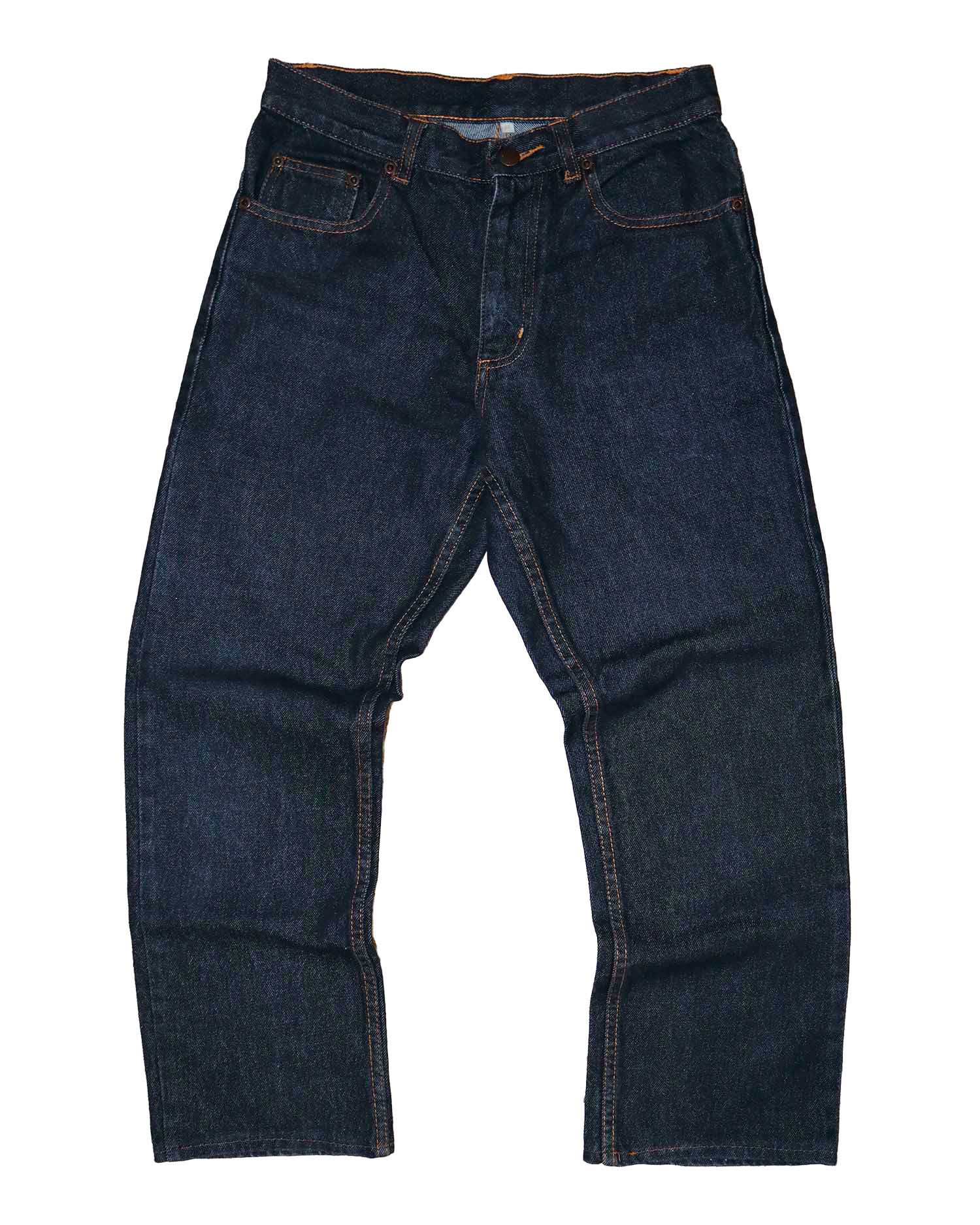 Jean en Denim Indigo - M - Jean Brut à Coupe Droite et Surpiqûres Contrastantes