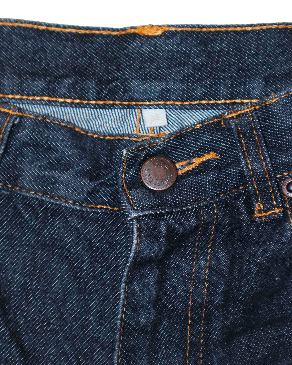 Jean en Denim Indigo - M - Jean Brut à Coupe Droite et Surpiqûres Contrastantes