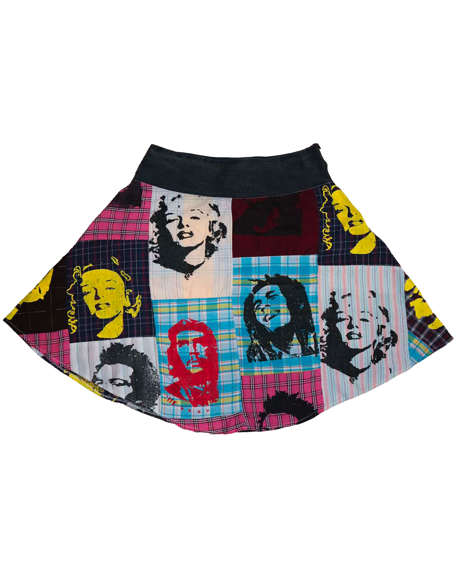 Jupe Vintage Style Pop Art – M - Patchwork Icônes Marilyn Monroe, Bob Marley & Che Guevara