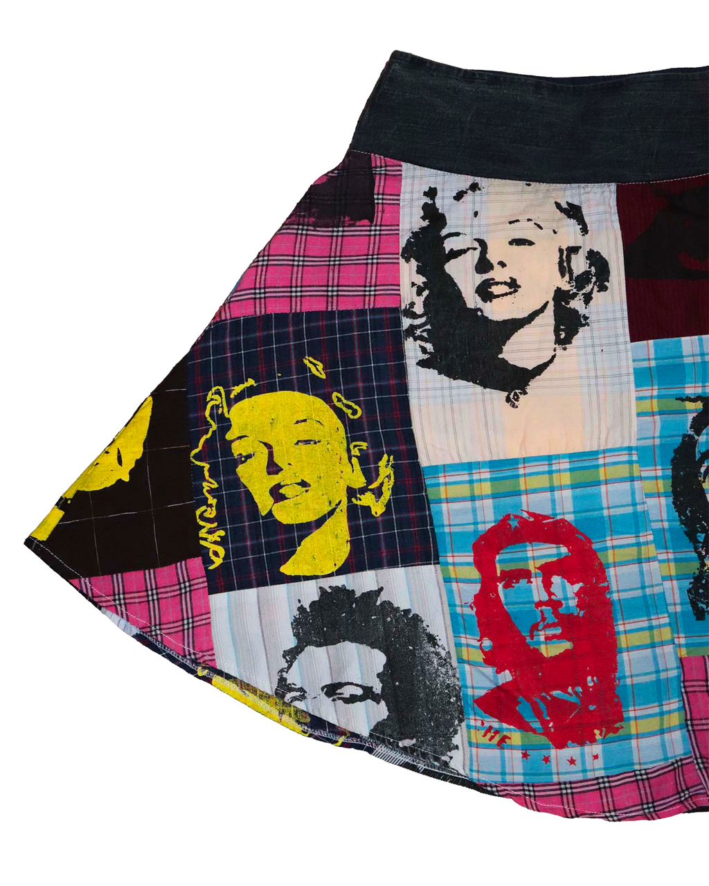 Jupe Vintage Style Pop Art – M - Patchwork Icônes Marilyn Monroe, Bob Marley & Che Guevara