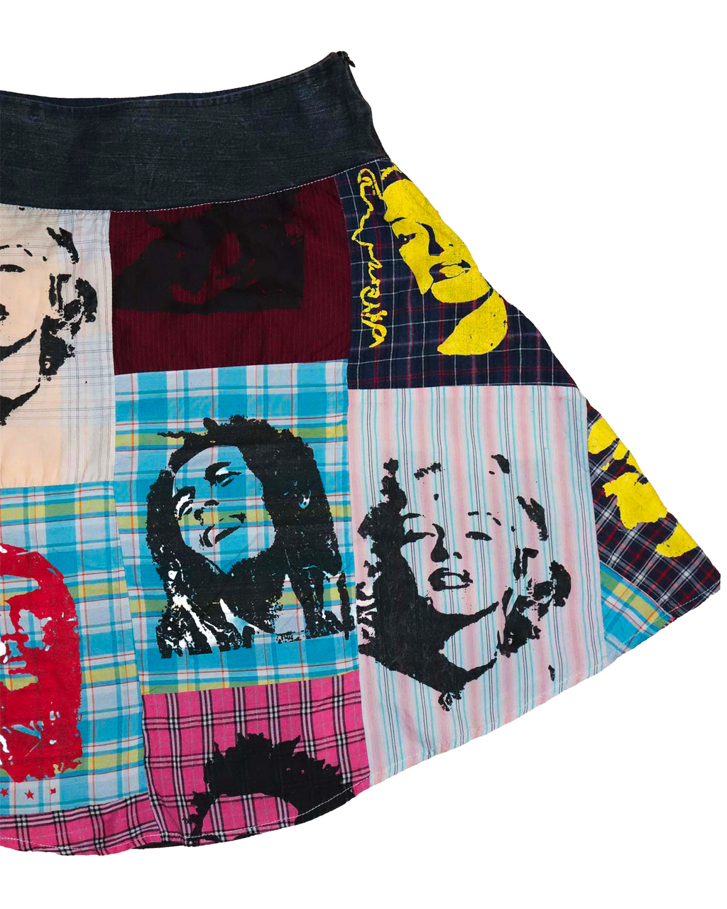 Jupe Vintage Style Pop Art – M - Patchwork Icônes Marilyn Monroe, Bob Marley & Che Guevara