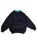 Pull Sweat Vintage "Troyer" Noir & Col Turquoise – S - Coupe Oversize Retro