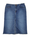 Jupe Midi en Jean Vintage - S – Finitions Effilochées & Délavage Medium – Style Y2K