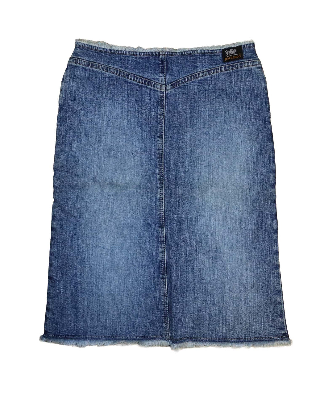Jupe Midi en Jean Vintage - S – Finitions Effilochées & Délavage Medium – Style Y2K