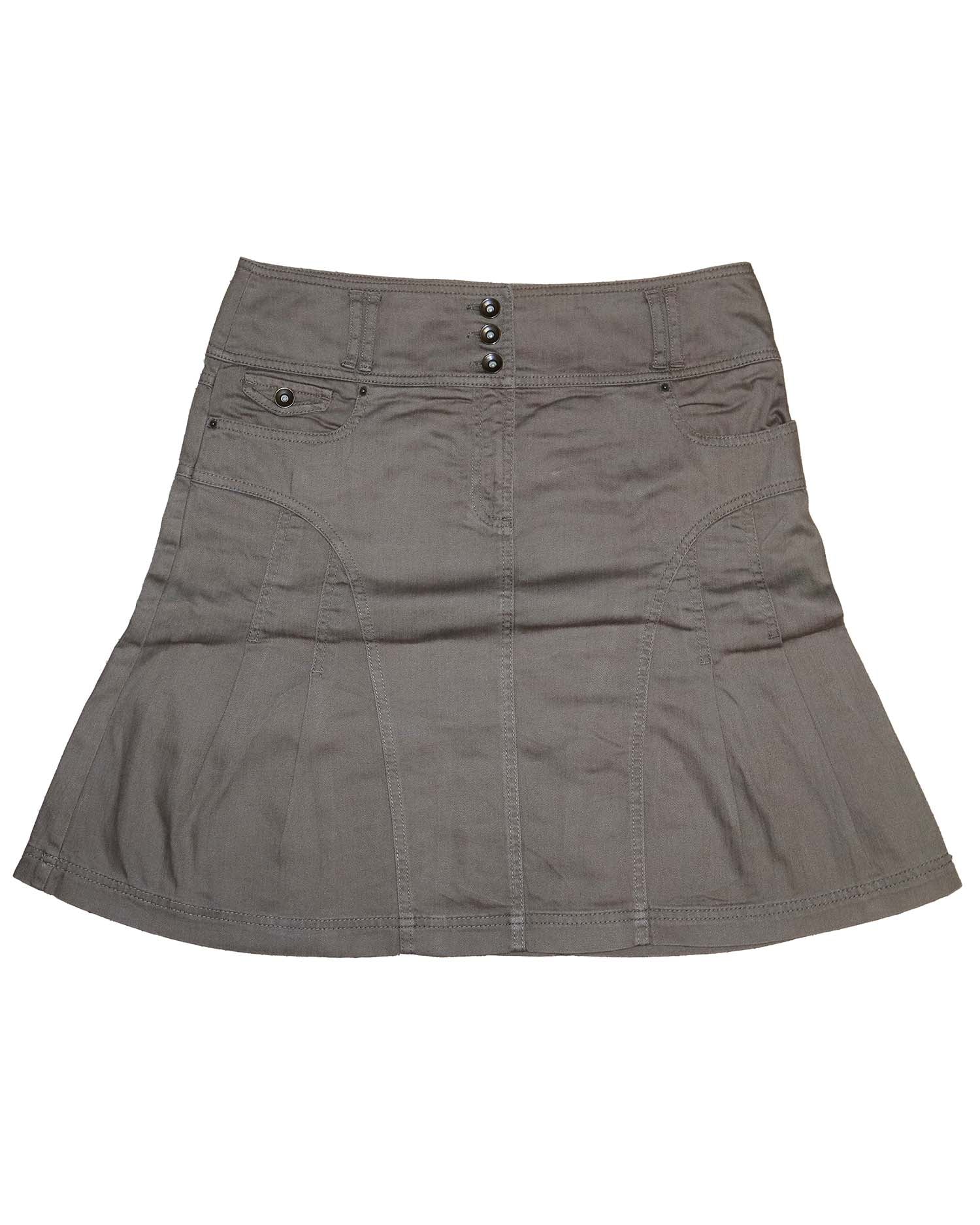 Jupe Trapèze Camaïeu – 42 - Esprit Cargo & Surpiqûres – Couleur Taupe / Kaki