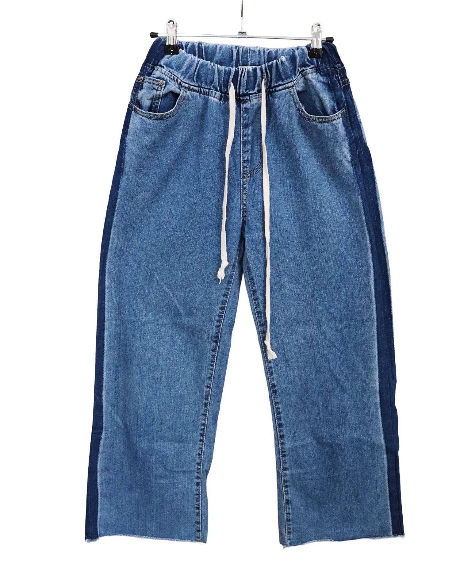 Jean Baggy "Two-Tone" à Taille Élastique