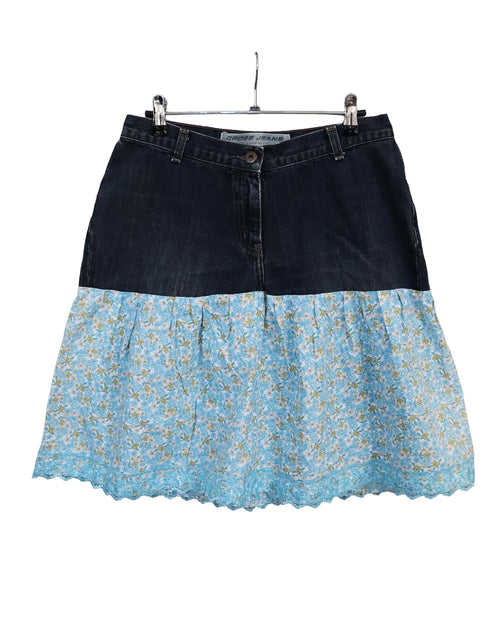 Jupe bi-matière Cross Jeans – Denim & Fleurs – Style Bohème