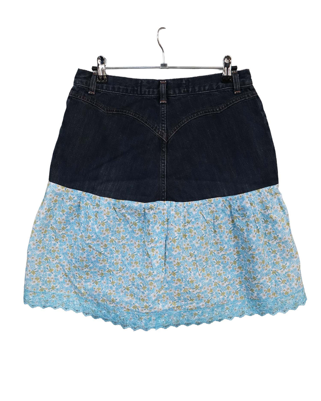 Jupe bi-matière Cross Jeans – Denim & Fleurs – Style Bohème