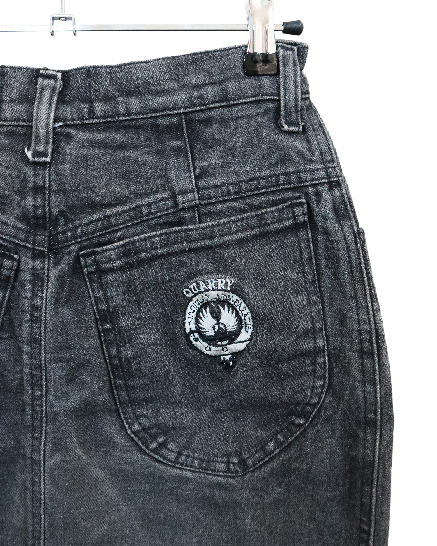 Jupe en jean vintage Quarry – Fabriquée en Italie – Taille 36