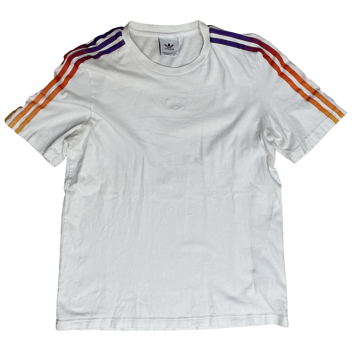 T-shirt Adidas à bandes multicolores - S - Blanc