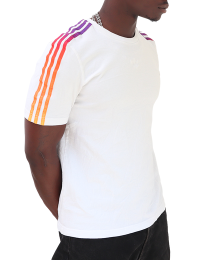 T-shirt Adidas à bandes multicolores - S - Blanc