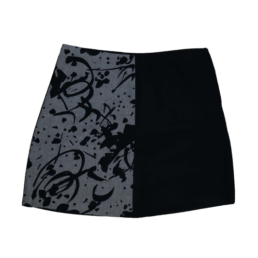 Jupe trapèze bicolore - L - Noir et gris