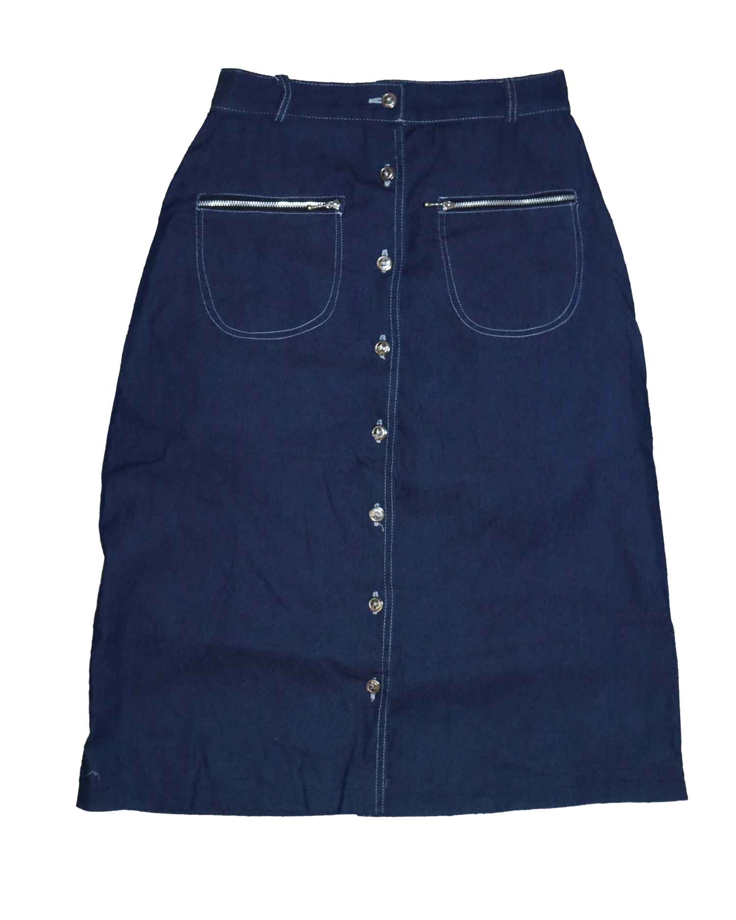 Jupe midi en jeans à bouton - S
