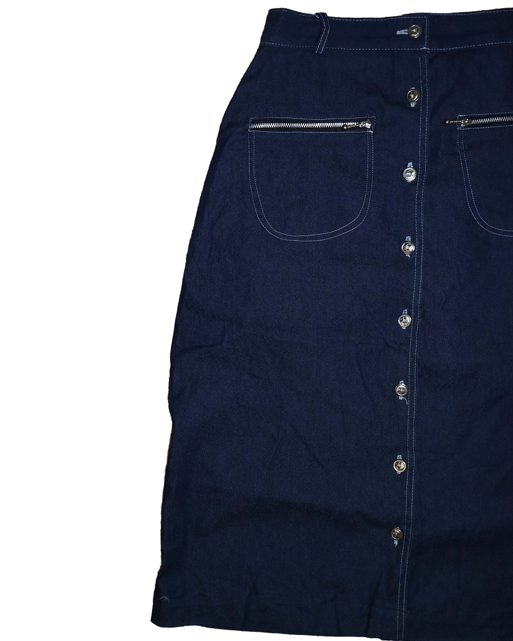Jupe midi en jeans à bouton - S
