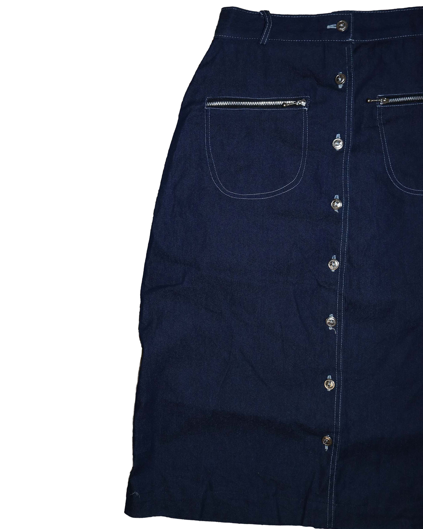 Jupe midi en jeans à bouton - S