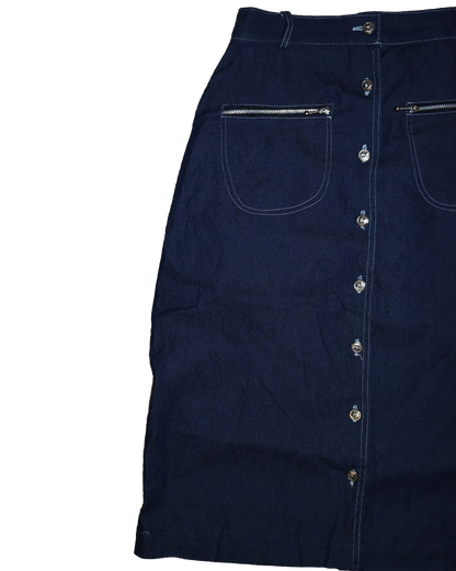 Jupe midi en jeans à bouton - S