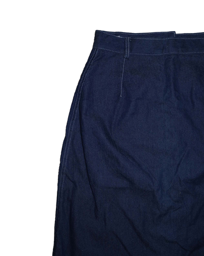 Jupe midi en jeans à bouton - S