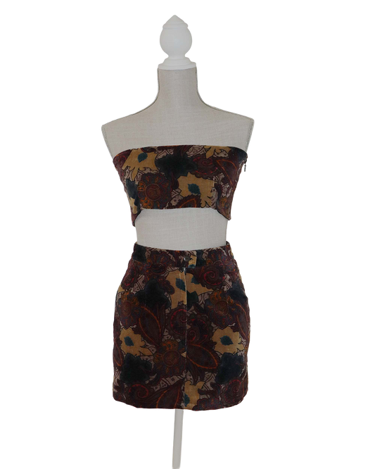 Ensemble Upcyclé - Jupe courte et top bandeau avec élastisque