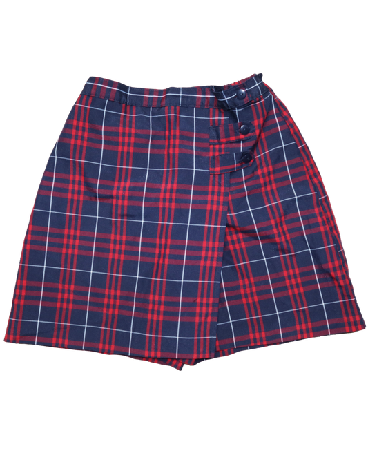 Jupe short à carreaux style portefeuille - S - Rouge et bleu
