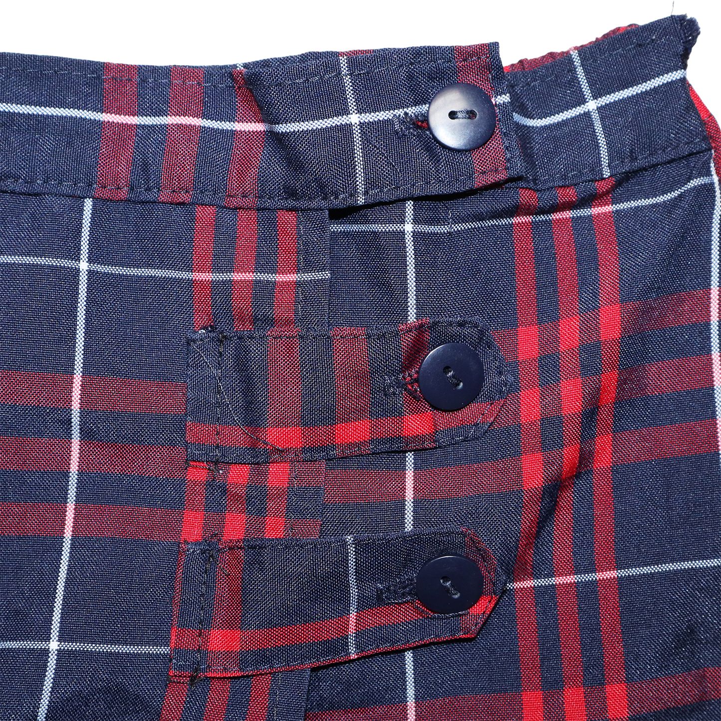 Jupe short à carreaux style portefeuille - S - Rouge et bleu