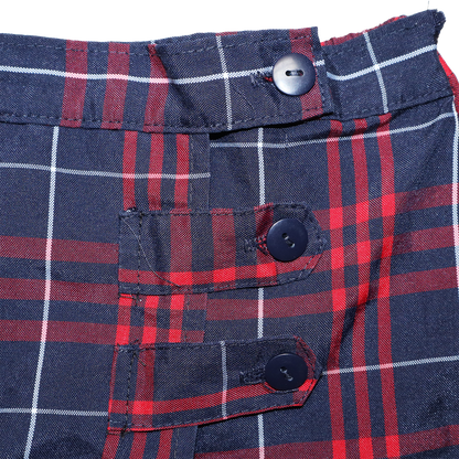 Jupe short à carreaux style portefeuille - S - Rouge et bleu