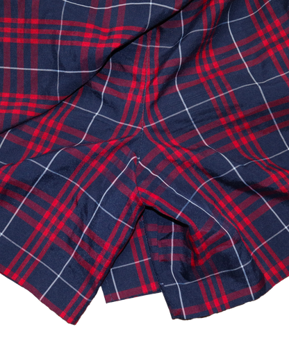 Jupe short à carreaux style portefeuille - S - Rouge et bleu