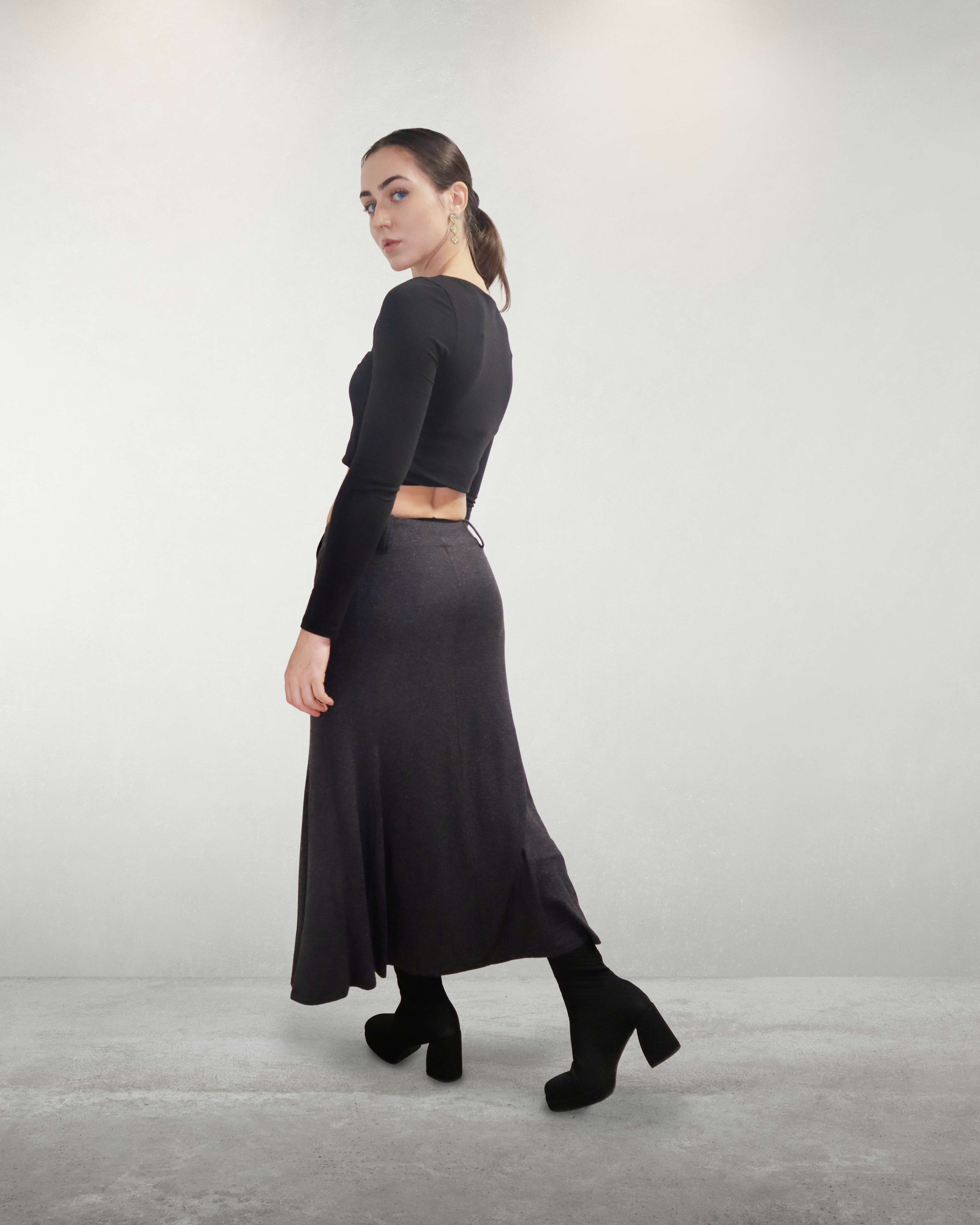 Jupe longue ample - M - Gris foncé